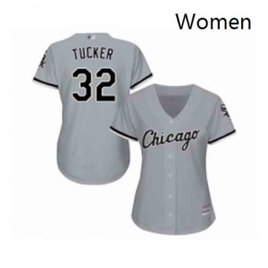 Womens Chicago White Sox 32 Preston Tucker Replica Grey Road Cool Base Baseball Jersey